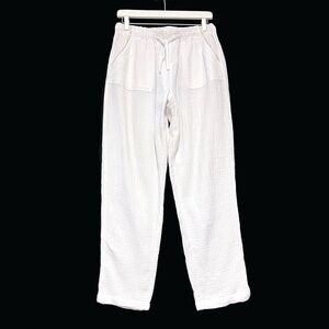 Joie Pull Pants Brushed Cotton Drawstring White SZ Large Beach Casual Boho Gauzy